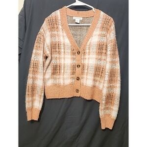 Cupcakes And Cashmere Cardigan Sweater Size Small Pink Pattern Button Up